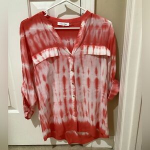 🔥euc Calvin Klein really beautiful blouse, gorgeous colors/3/4sleeves
